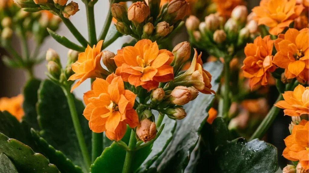 A planta compacta de flores laranjas que sobrevive com pouca luz e água