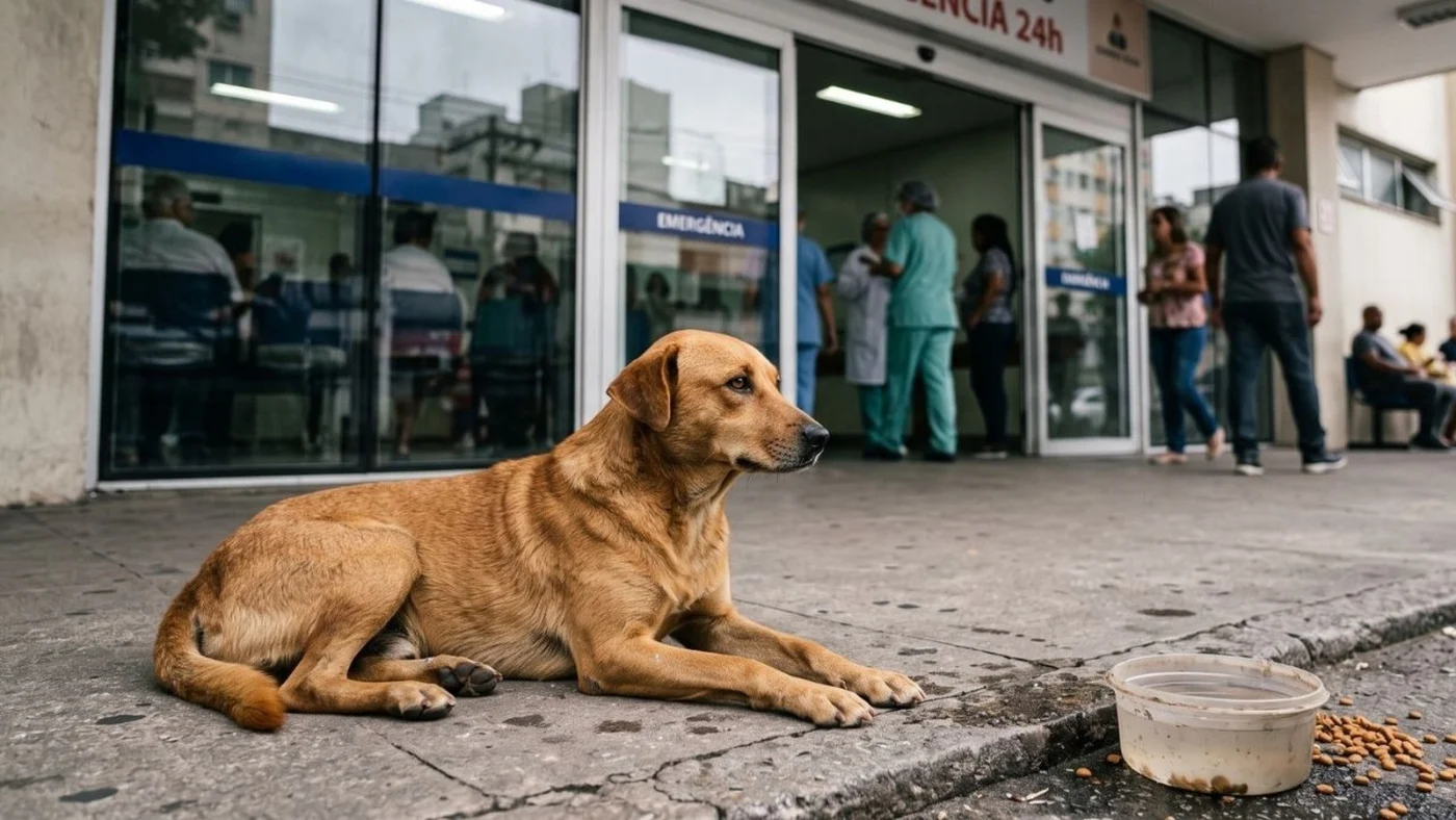 Cão Rafeiro Espera 30 Dias à Porta de Hospital Pelo Dono com Cancro