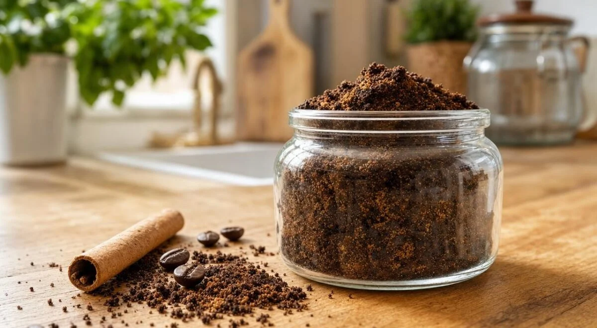 O truque do frasco com borras de café e canela para perfumar a casa