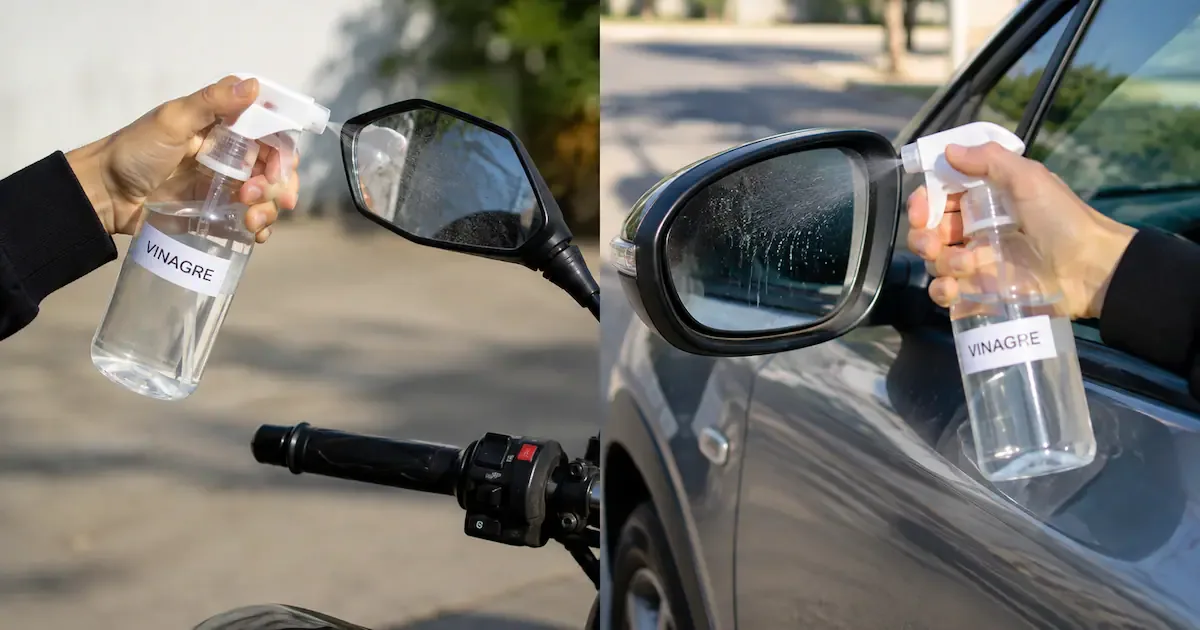 O Truque Simples com Vinagre para Limpar os Espelhos do Seu Carro ou Mota